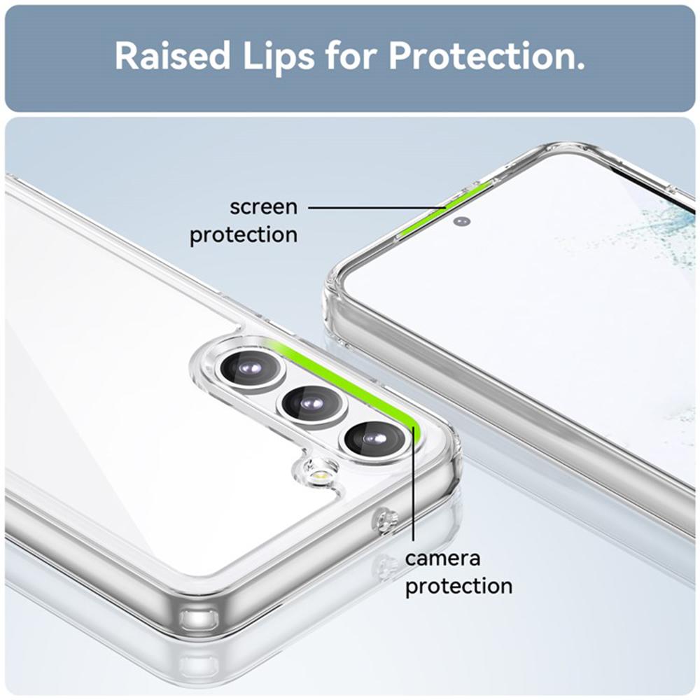 WANLONFENG MF Series for Samsung Galaxy S23 Case TPU+Acrylic Clear Phone Cover with Tempered Glass Film