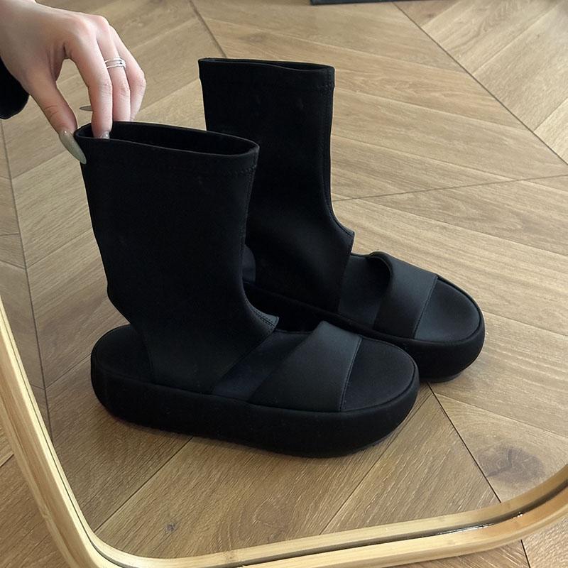 Fashion Peep toe Sandals Women 2025 Summer New Long Thick Sole Breathable Fashion Cool Boots Female Shoes for Women Botas Mujer