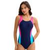 Color Block Driehoek Bikini Dames Conservatief Sport Duikpak Mouwloos Zwempak