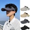 1 pieza Sombreros para el sol de seda de hielo de ala larga para deportes de equitación al aire libre Hombres Mujeres Gorra de béisbol de copa vacía Protección solar UV Viseras