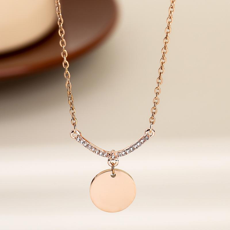Stainless Steel V-Shape Necklace with Multiple Accessories and UV Color Printed Cross Chain