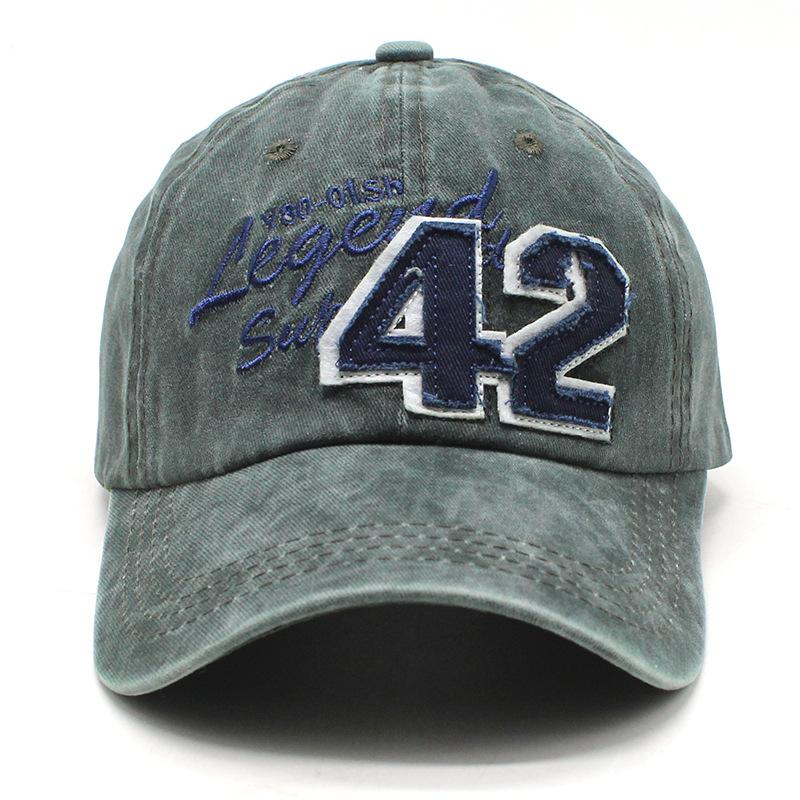 Spring And Summer Men'S And Women'S Outdoor Baseball Caps Number 42 Embroidered Washed Retro Sunshade Cap