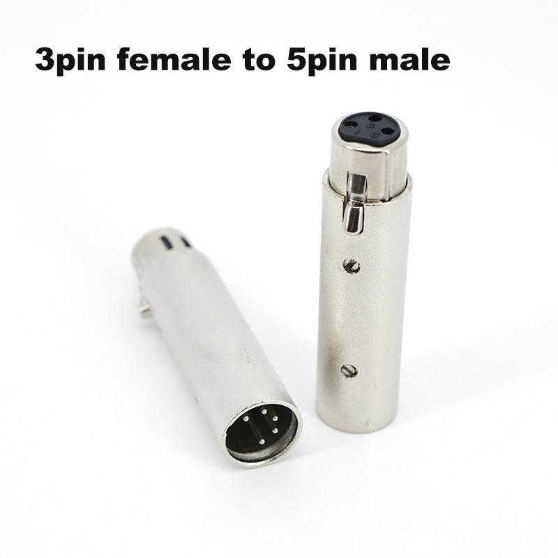 Metal 3Pin XLR male To 5Pin female Converter Audio Lighting power Adapter 3Pin female To 5Pin male Connector Stage Theatre Light