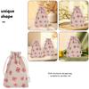 10Pcs Christmas Cotton Drawstring Bags Snowflake Pattern Candy Pouches Holiday Gift Wrapping Bags Small Fabric Candy Storage