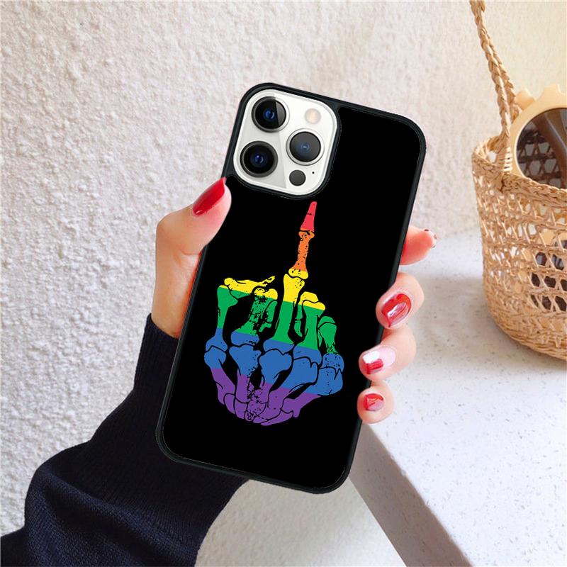 Rainbow Gay LGBT Finger Phone Case for iPhone 17 Air 16 Coque 15 14 12 13 PLUS 11 PRO MAX Back Cover Fundas Shell