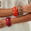 SHIXIN Bohemian Elastic Rope Chain Acrylic Bracelet for Women Retro Irregular Resin Wide Bangle Bracelet Stackable Hand Jewelry