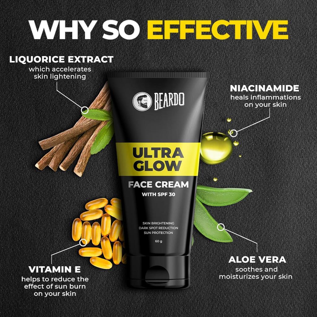 Beardo Ultraglow All in One Face Cream For Men 60g With SPF 30 For Bright Skin & Dark Spots