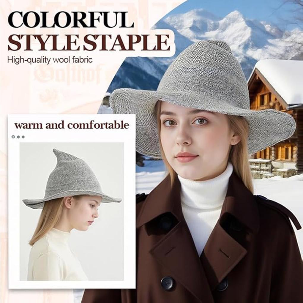 2025 Halloween Witch Hat Long Point Hat Knitted Cap for Women Halloween Party Hat Magical Hat Festival Party Cosplay Decoration