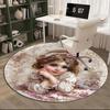 Floral Fantasy: Child's Garden Round Carpet Chair Cushion Round Entryway Rug, Soft Round Rugs for Living Room, Bedroom, Circle Carpet Decor Gifts