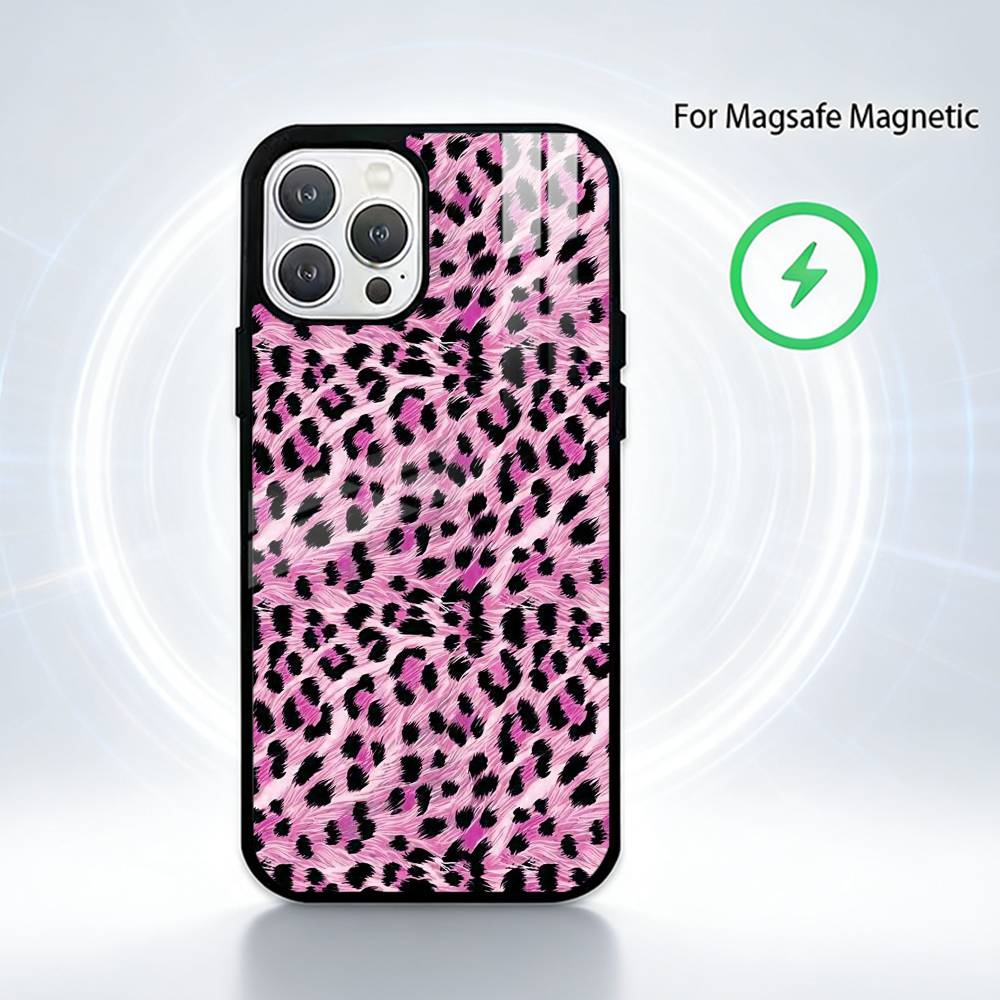 Leopard Print  Phone Case For iPhone 14,16,15,13,17,12,Plus,Pro,Max Magnetic For Magsafe Frosted Cover