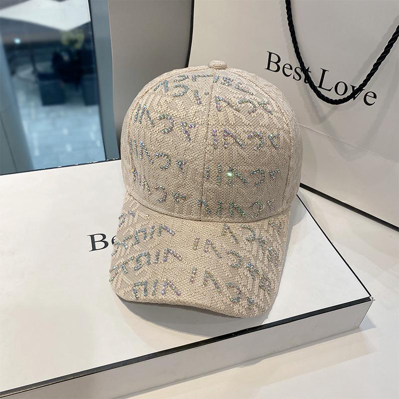 2023 Spring New Women Rhinestone Letter M Baseball Caps Adjustable Hip Hop Fashion Shiny Hats Outdoor Travel All-match Caps