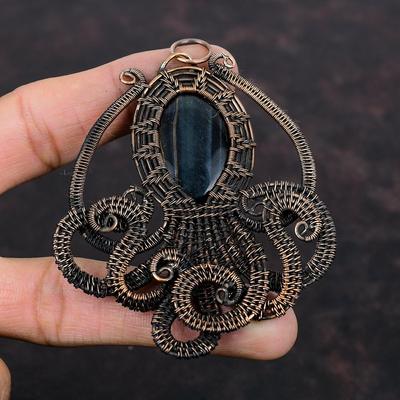Nellite Pendant Copper Wire Wrapped Jewelry Handmade Pendant Octopus Pendant Natural Gemstone Jewelry Copper Wire Wrap Pendant Gift For Mom