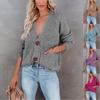 V Neck Solid Color Cardigan Sweater Long Sleeved Jacket for Autumn and Winter Single Breasted Top