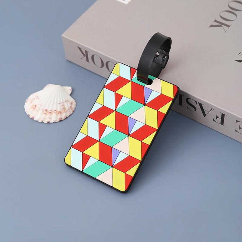 Soft Rubber Geometric Luggage Tags PVC Boarding Pass Creative Luggage Tag Address ID Name Lable Suitcase Tag Travel Accessories