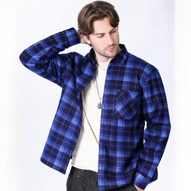 Men's Winter Flannel Shirt Jackets With Sherpa Lined Long Sleeve Button Down Fleece Shirts for Men Casual Warm Plaid Thermal Shirt With Pockets