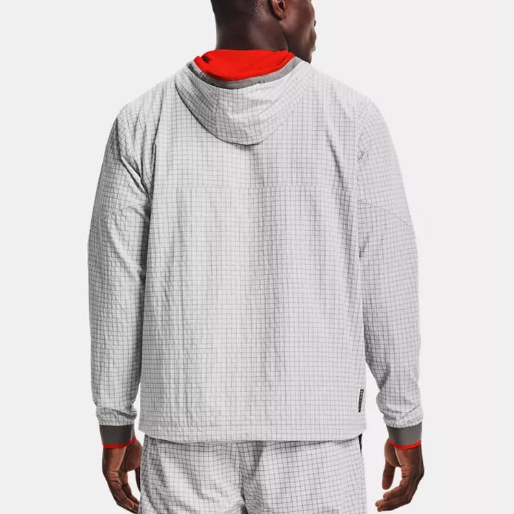Under Armour Rush Series Color Block Zip Training Hoodie Men Gray 1366186-066