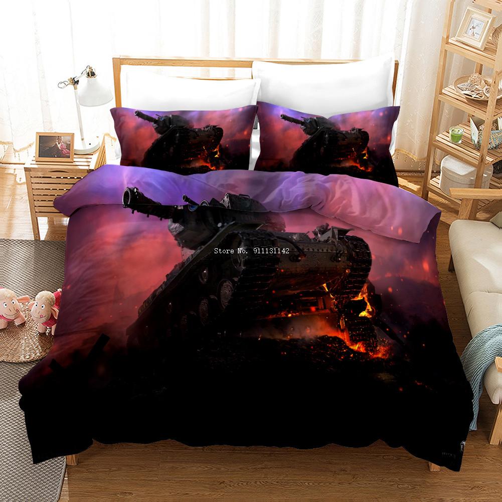 Deluxe Modern Tank Race Bedding Set - Single/Double/King/Queen Size Down Quilt Cover & Pillowcase, Home Textile