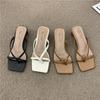 Thick Heel Toe Summer Cool Slippers Fairy Shoes 20255 New Simple Medium Heel with Skirt Ins Trendy Sandals