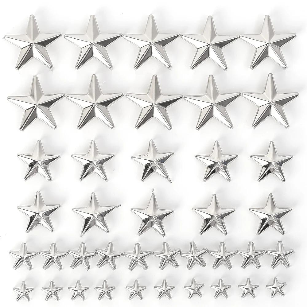 Lots Metal Star Rivets Garment Rock Punk Clothing Accessories Star Rivets Spots Nailhead Leather Craft DIY Studs Spikes Nailhead
