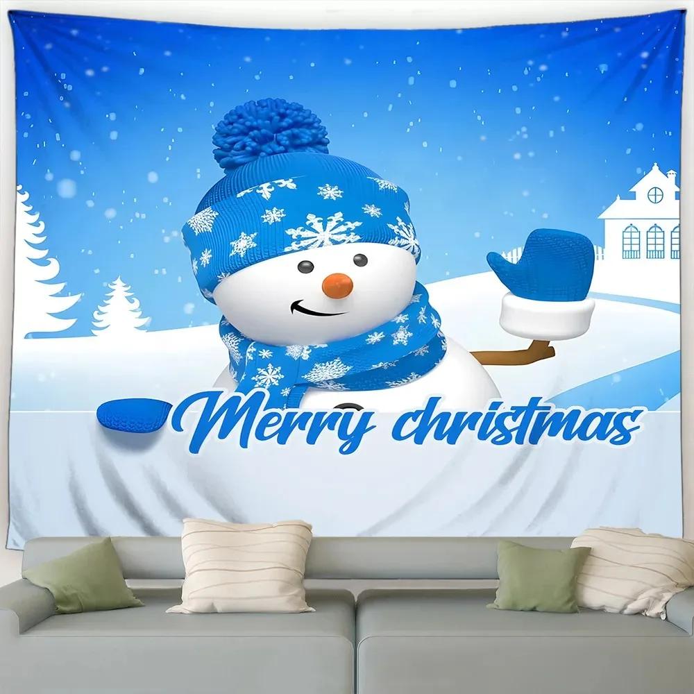 Christmas Cute Snowman Christmas Tree Tapestry Bedroom Living Room Home Christmas Decoration Tapestry