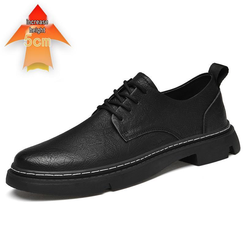 Men s Spring Fashion Leather Boots with Hidden Height Increase 39