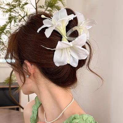Haarklammern in Lilienblütenform für Frauen und Mädchen, Haarspange, Krabbenklammer, Pferdeschwanz-Haarnadeln, Bad, Strand, Kopfbedeckung, Haar-Accessoires