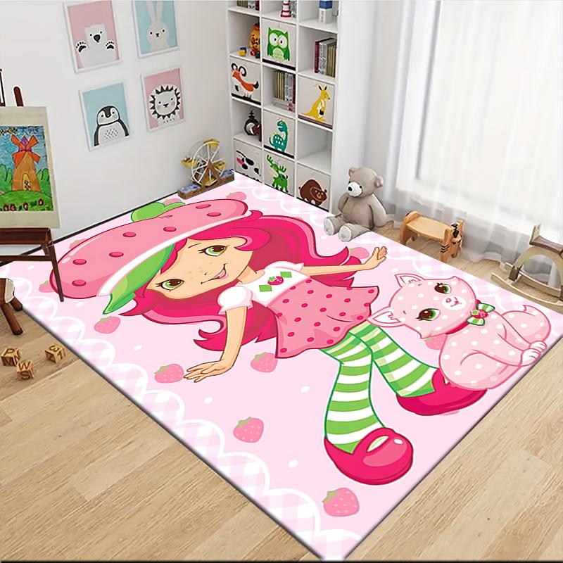 1Pc Strawberry Shortcake Fantasy Carpet Rug Customizable Soft Washable Antislip Home Living Room Sofa Mats Personalized Rug 0917256