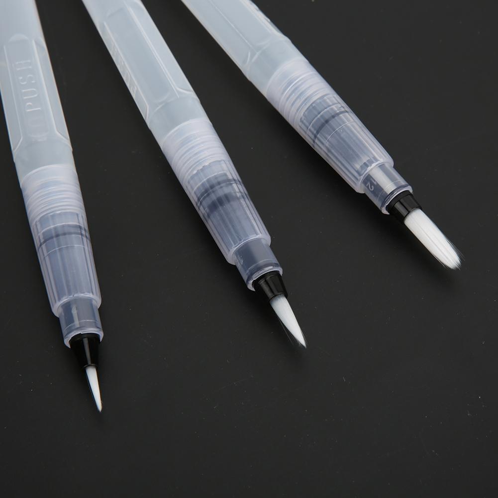 3pcs Artist Water Storage Soft Brush Pen Watercolor Painting Drawing Paintbrush Art Supplies