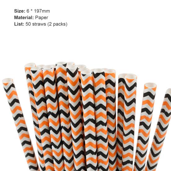 50Pcs Portable Straw Attractive Disposable for Home Halloween Eye-catching Straw Paper