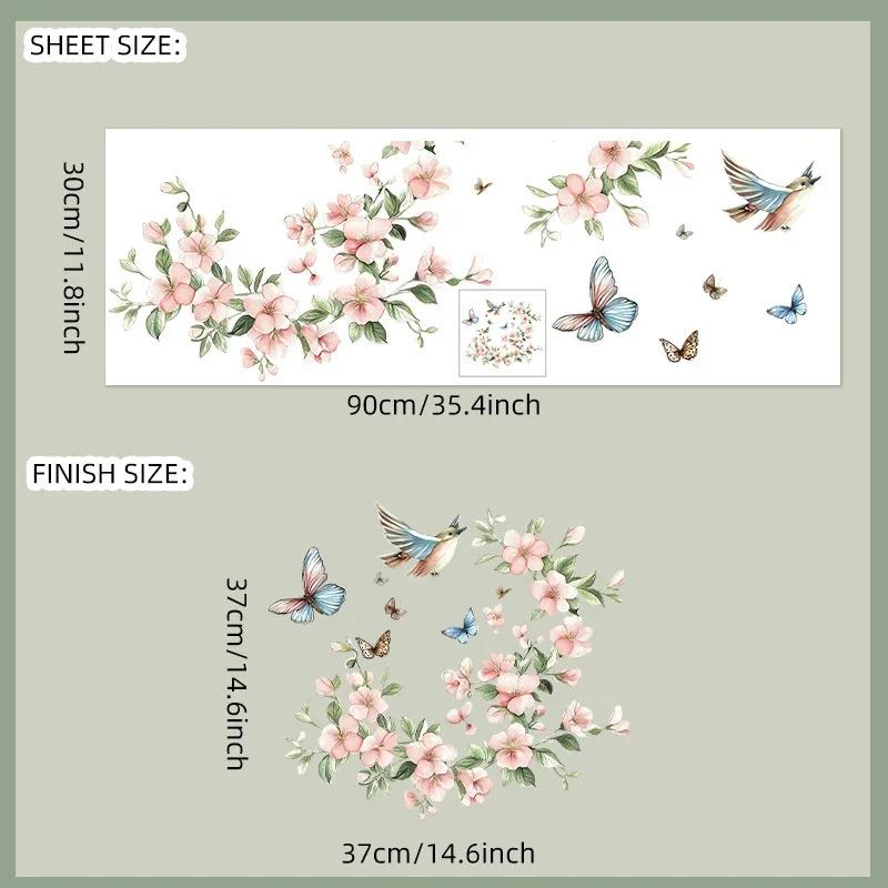 Pink Flower Pendant Light Wall Sticker Removable Wall Art Decor Waterproof Stereo Flower Home Decoration for Bedroom Living Room