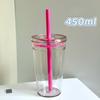 Drinkware 450ml Straw Cup Reusable Transparent Coffee Cup Plastic Single Layer Car Tumbler Home Office Water Cup