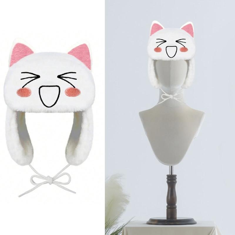 Winter Warm Ushanka Hat for Women Cute Plush Designs  Ushanka Hat with Adjustable Size and Lovely Cartoon Smile