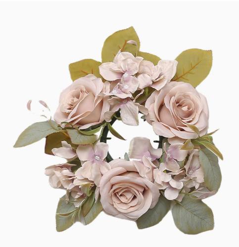 Artificial Rose Hydrangea Candlestick Wreath