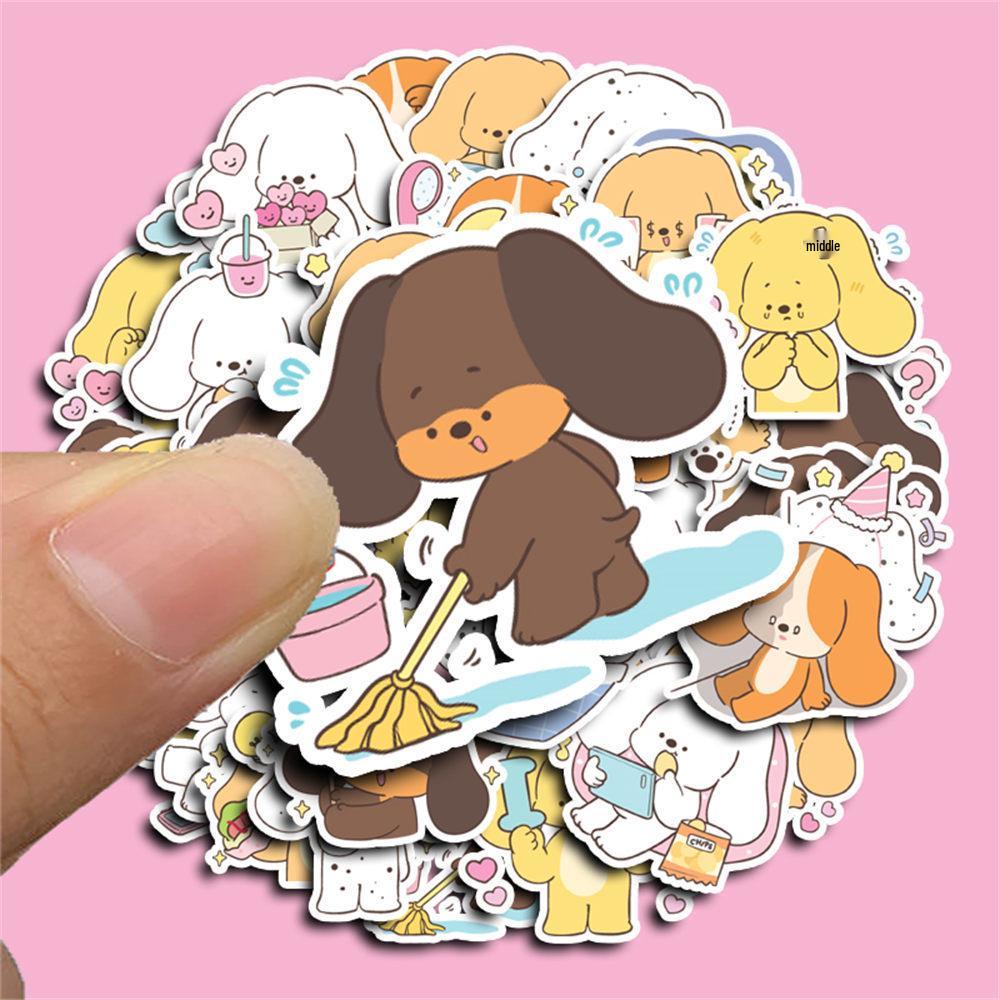 Cute Tired Puppy Cartoon Stickers for Suitcases, Laptops & DIY Albums - 40 Waterproof Designs