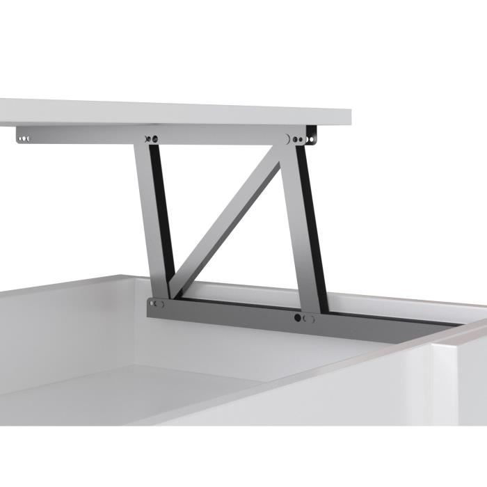 Table basse relevable - Style contemporain blanc mat - L 100 x P50 x H44cm - HAPPY