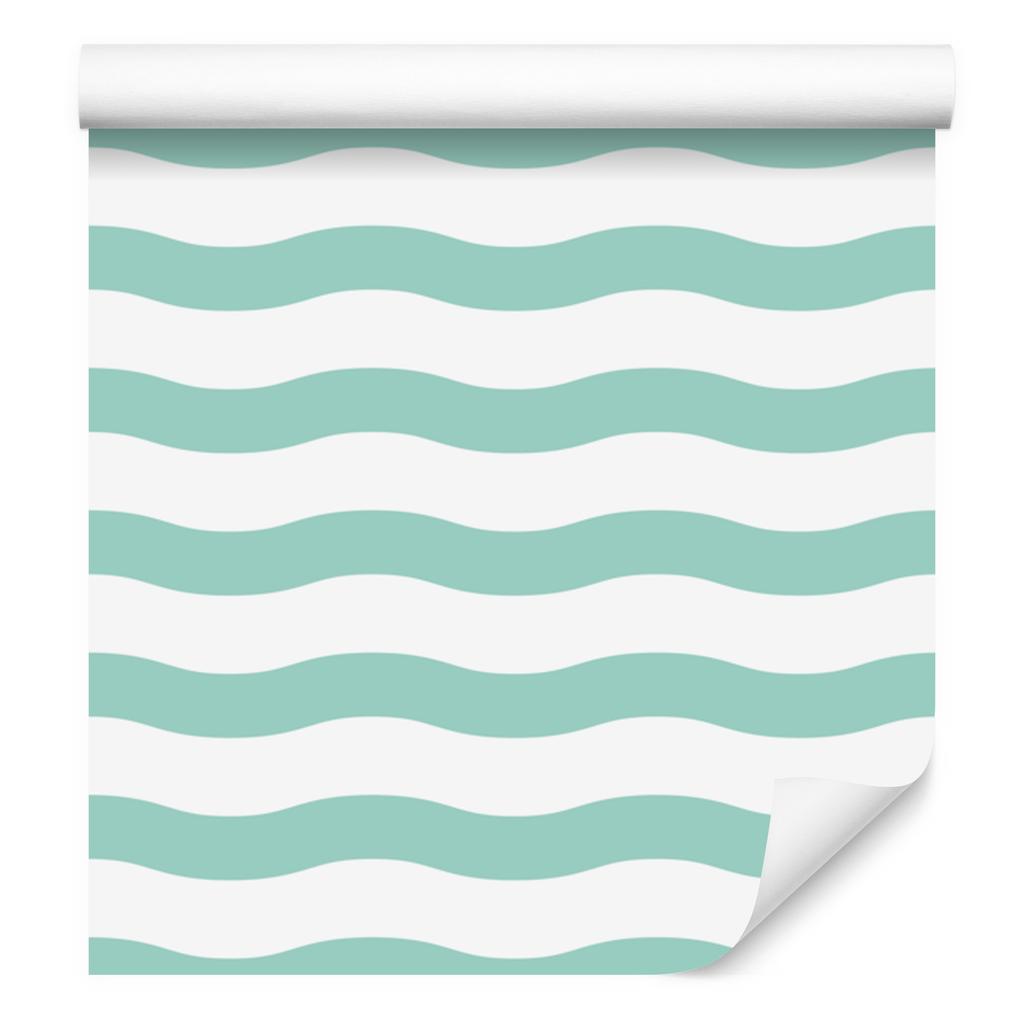 Wallpaper Stripes white and mint, mint background for living room and bedroom 50x1000