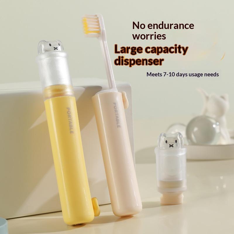 1 Piece - Convenient Toothbrush Travel Container, 2-In-1 Folding Toothbrush Set - Small And Convenient - Essential For Business