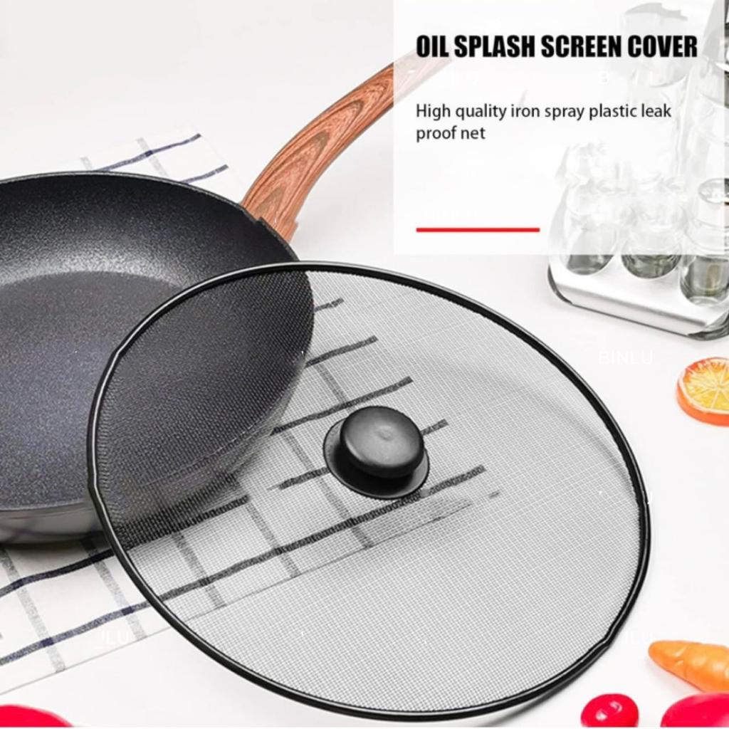 1PCS Black Splatter Screen Anti Grease Frying Pan Oil Splash Guard Lid Fine Mesh Splash Guard Cover Lid Kitchen Tools