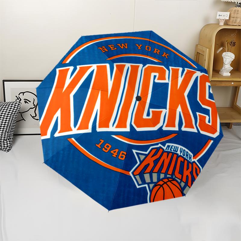 New York Knicks Print Automatic Umbrella, 8 Rib Iron Frame, Plastic Handle, Suitable for Outdoor Travel &Daily , Ideal Gift
