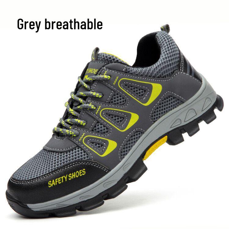 Breathable Mesh Steel Toe Safety Shoes: Fashionable, Anti-Smash, Anti-Puncture, Wear-Resistant Protective Footwear for Work.