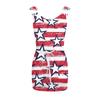 Women's Summer Sexy V-neck  Sleeveless Independence Day Printed Strapless Dress Beach Sun  Dress