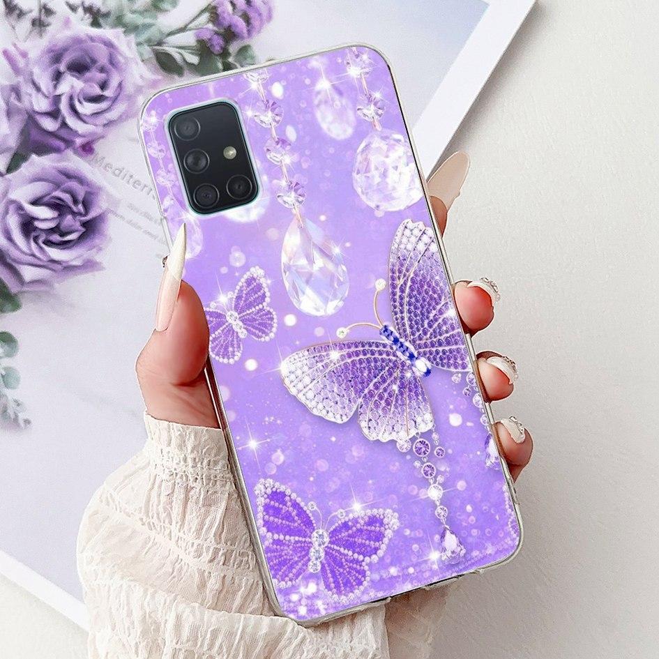 For Samsung Galaxy A71 Case SM-A715F Cover Fashion Butterfly Flower Soft Clear Silicone Phone Cover For Samsung A51 A 51 5G Capa