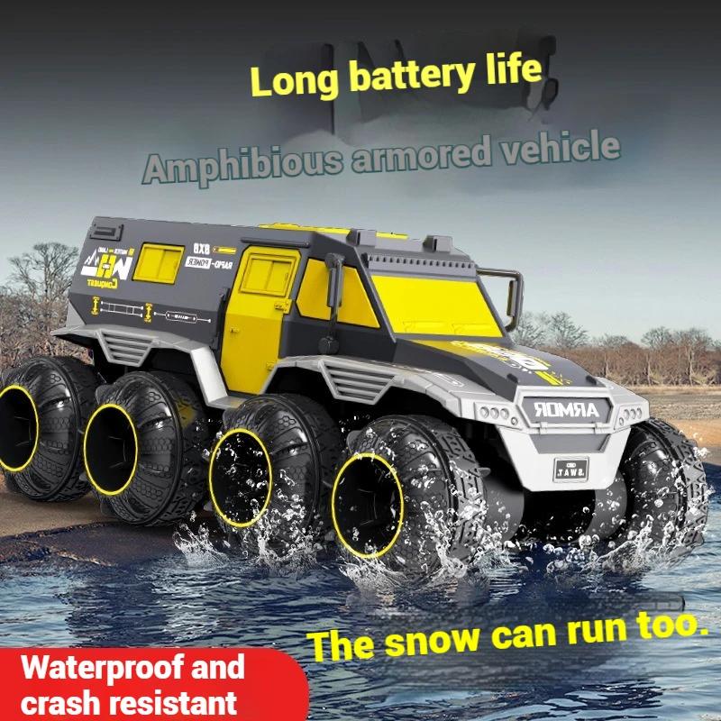 8Wd Amphibious Rc Car Toy 2.4G Remote Control Truck Cars Climbing Off Road Waterproof Armored Vehicles Children'S Day Gifts Toys