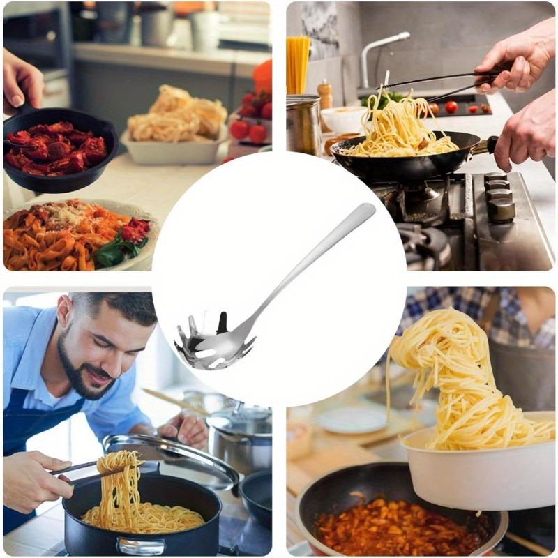 Servidor de Pasta de Acero Inoxidable con Dientes Utensilio Versátil para Escurrir Espaguetis Perfecto para Cocina Cocina Casera