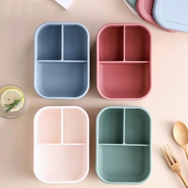 Silicone sealed fresh-keeping lunch box storage box, three compartment food grade complementary food box