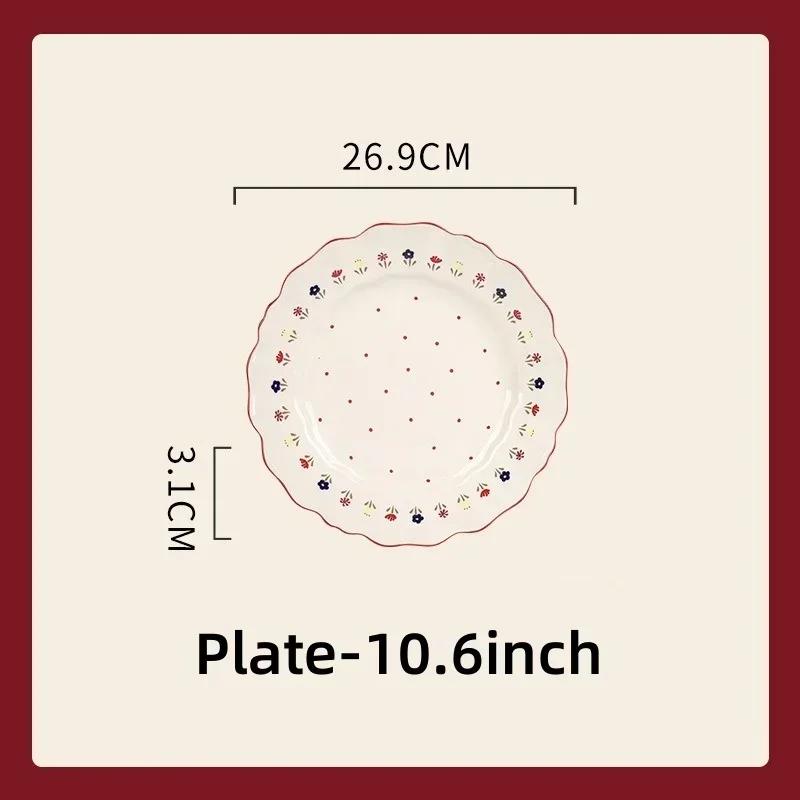 Pastoral Style Ceramic Tableware Soup Bowl Salad Bowl Dish Pasta Dessert Plates Dinnerware Dinnerware Table Decoration