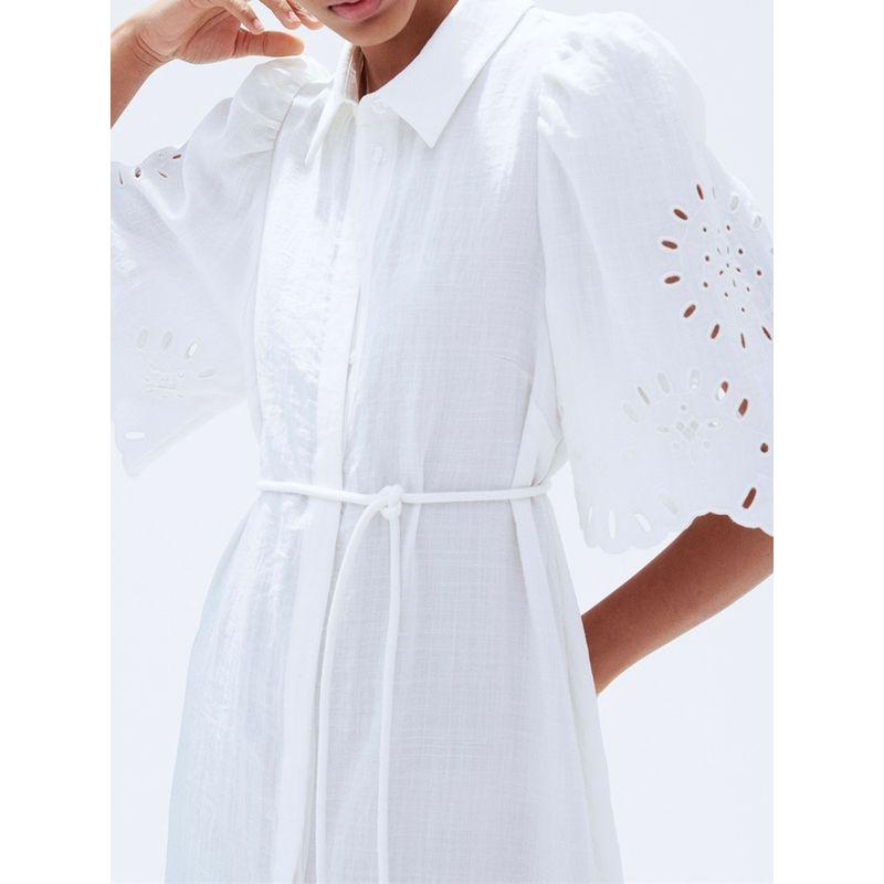 Foreign Trade Order H Home Loose Casual All-matching Comfortable Short Sleeve Breasted Hollow Embroidered Commuter Daily Personality Dress