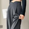 Grey Wide Leg Pants Women's Spring and Autumn Casual Suit Pants High-end Sense Hanging Straight Leg Floor Pants