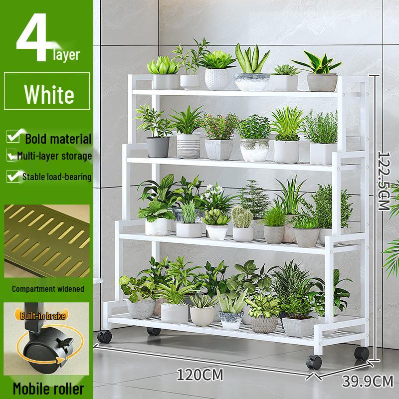 Modern Multi-Layer Wrought Iron Flower Stand & Storage Rack for Balcony & Living Room