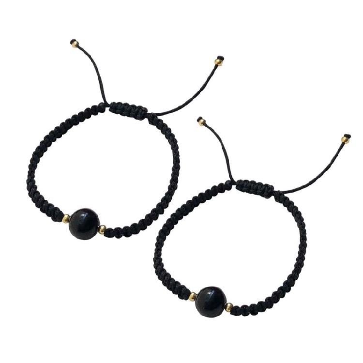 Crystal Woven Bracelets for Women Obsidian Braided Rope Charm Bracelet for Men 1